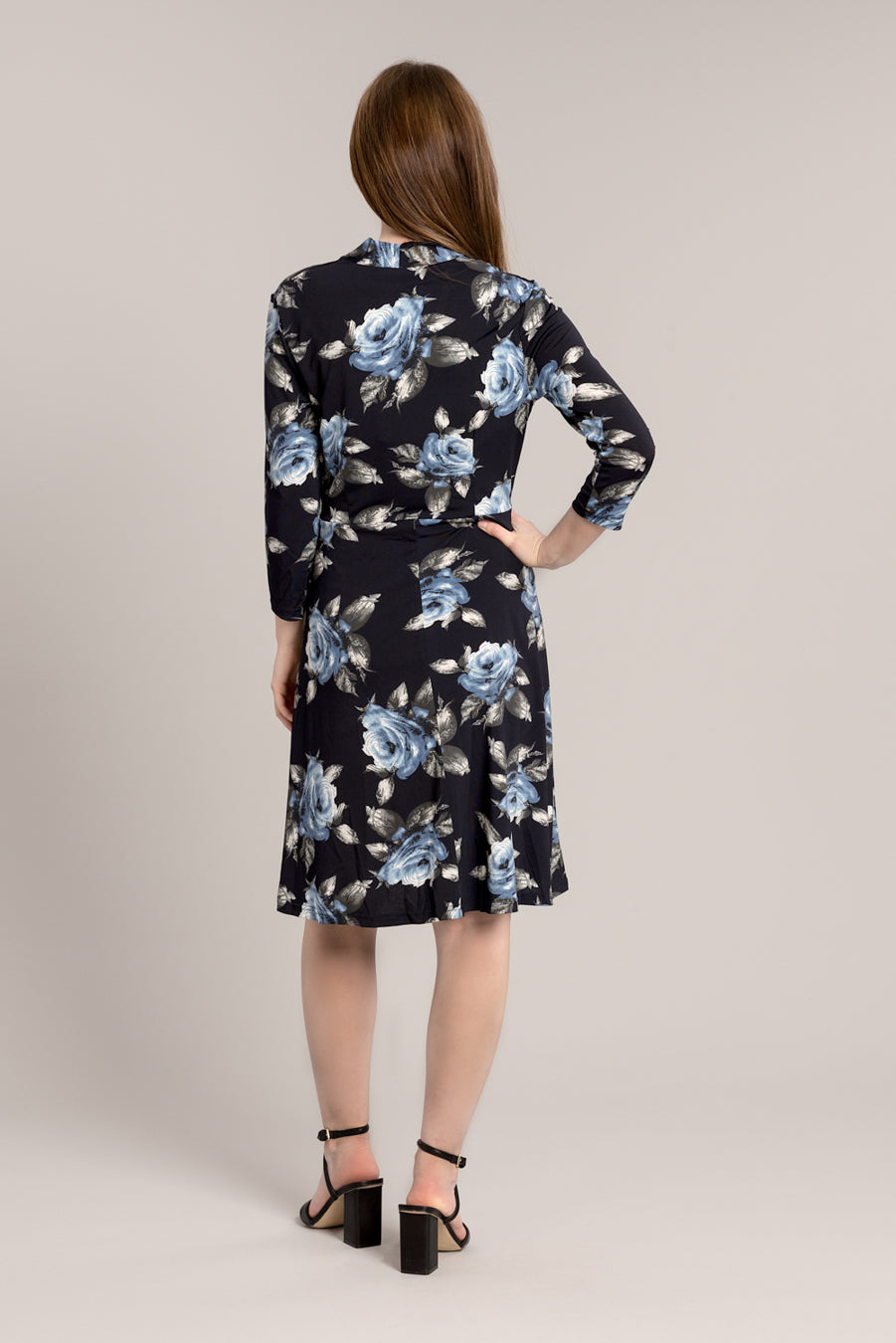 Blue Rose Midi Jersey Dress