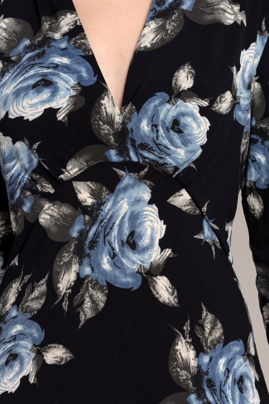 Blue Rose Midi Jersey Dress